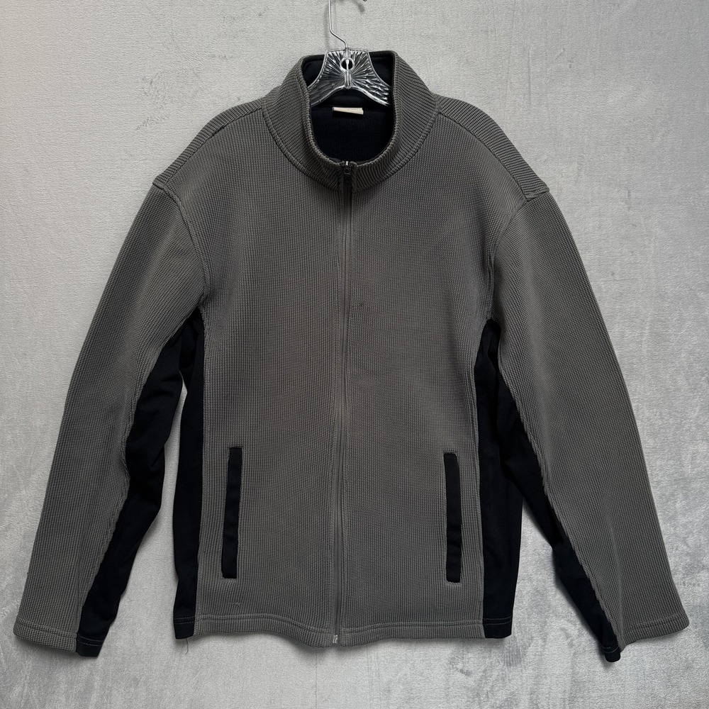 Alpine Design Jacket Mens Large Gray Black Full Zip Fleece Lined Hiking Outdoor